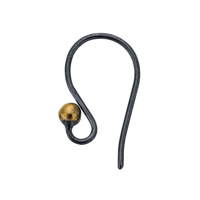 Sterling Silver Black Finish Ear Wire with Loop and Bronze Ball End