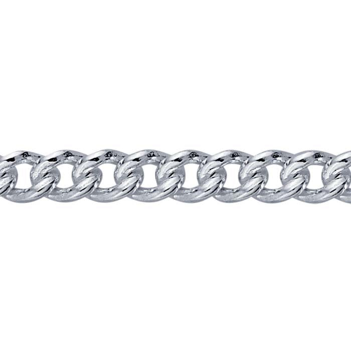 Sterlingsilver 3,4 mm curb-kedja, per fot