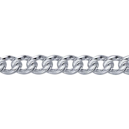 Sterlingsilver 3,4 mm curb-kedja, per fot