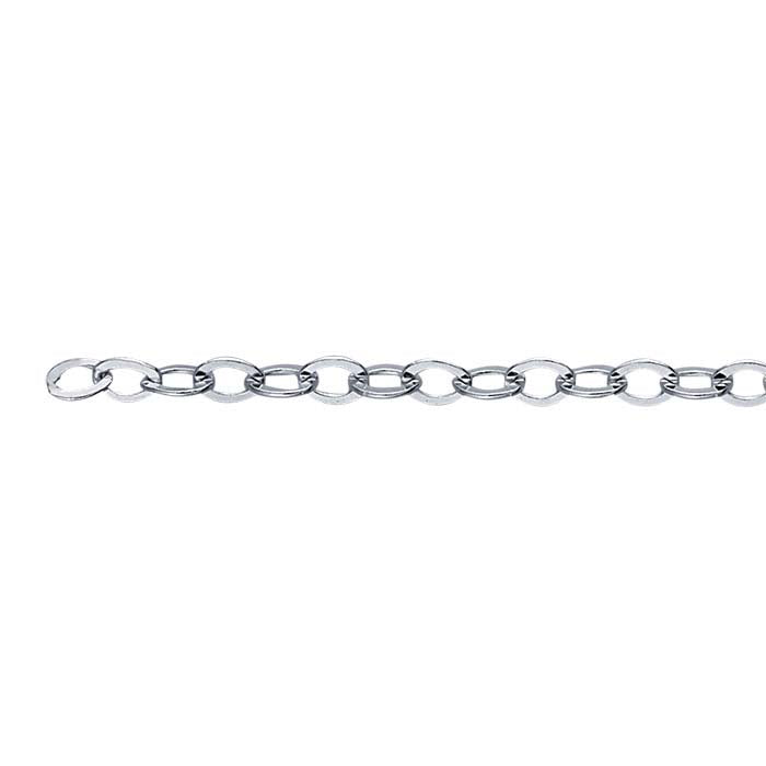 Sterling Silver Flat Oval Cable Chain, By the Foot