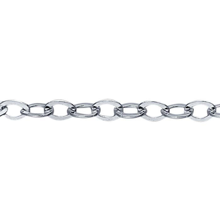 Sterling Silver Flat Oval Cable Chain, By the Foot
