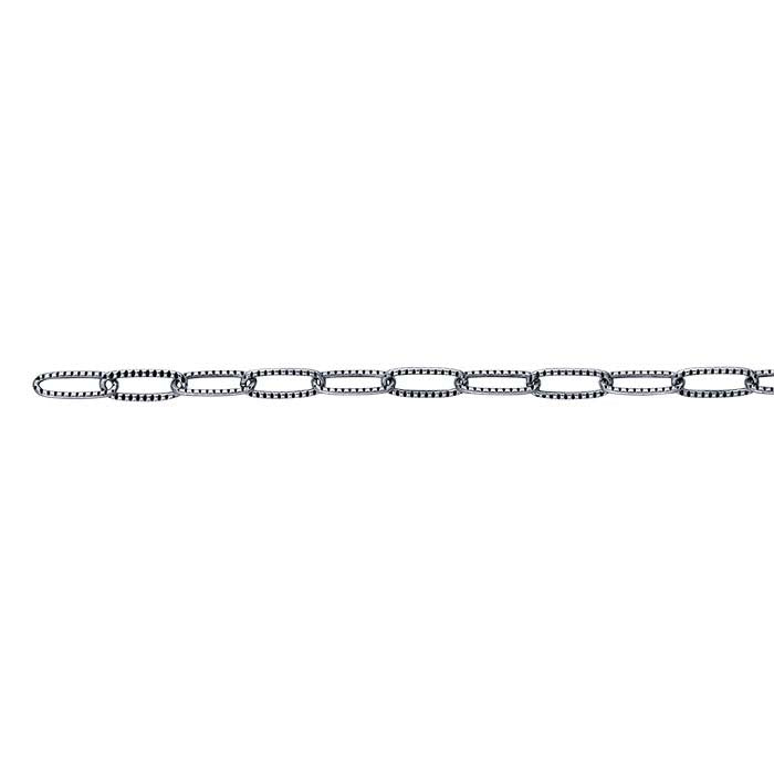 Sterling Silver Oxidized 3.3mm Patterned Cable Chain, By the Foot