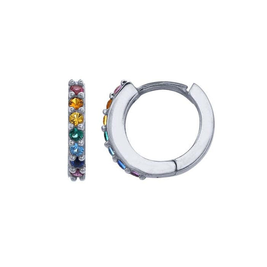 Sterling Silver Rainbow Nanogem HoopEarrings