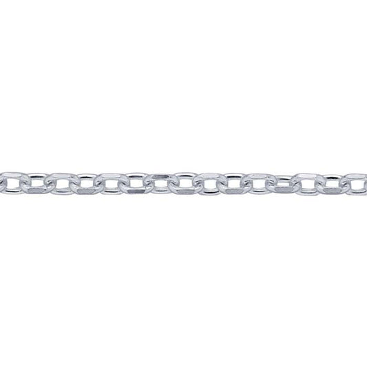 Sterling Silver 1mm diamantkapad kabelkedja, per fot