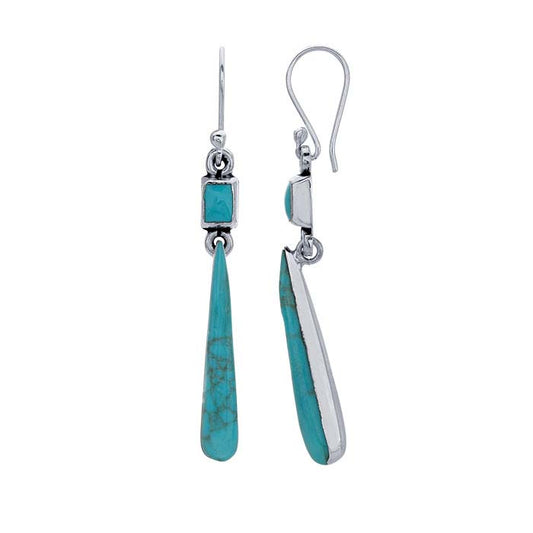 Sterling Silver Imitation Turquoise Drop Earrings