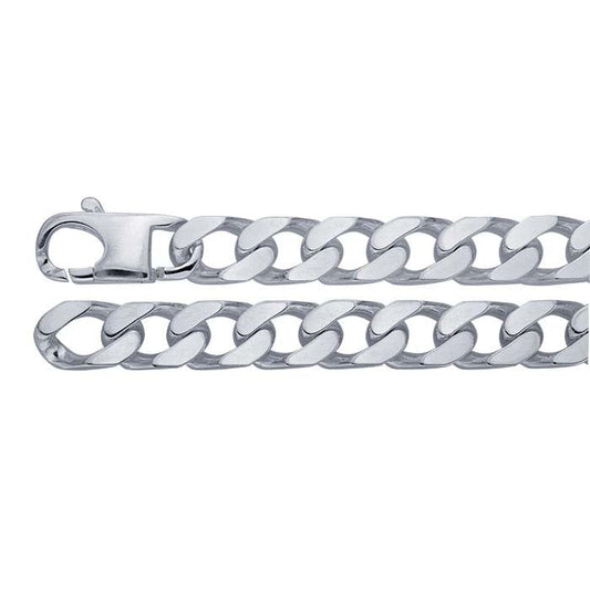 Sterling Silver 11mm Beveled Curb Chain Bracelet