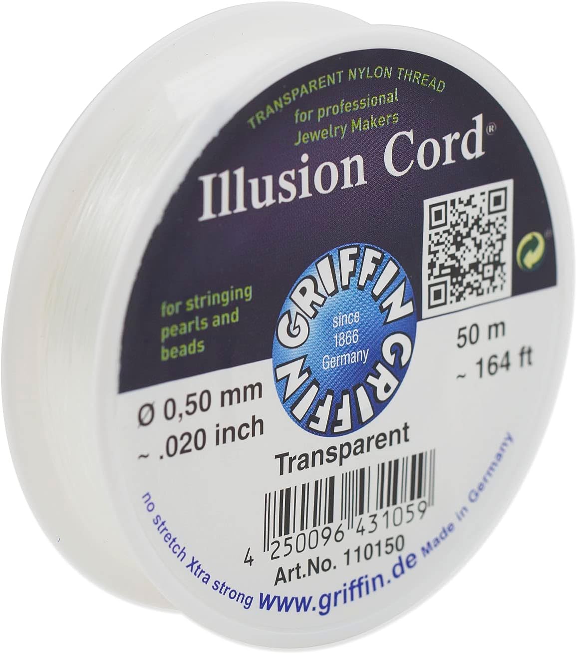 Griffin™ Illusion Cord – Transparent Nylon Thread, 50m (164ft)