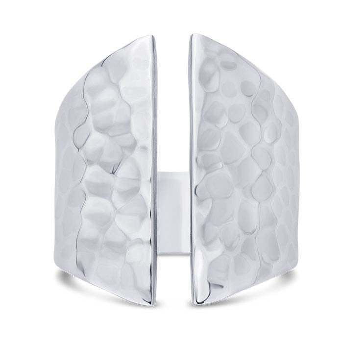 Sterling Silver Hammered Shield Ring, Adjustable
