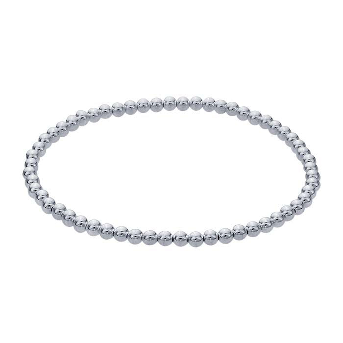 Sterling Silver 3mm Beaded Stretch Bangle Bracelet