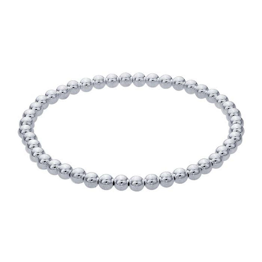 Sterling Silver 4mm Beaded Stretch Bangle Bracelet