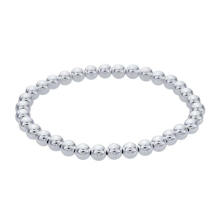 Sterling Silver 5mm Beaded Stretch Bangle Bracelet
