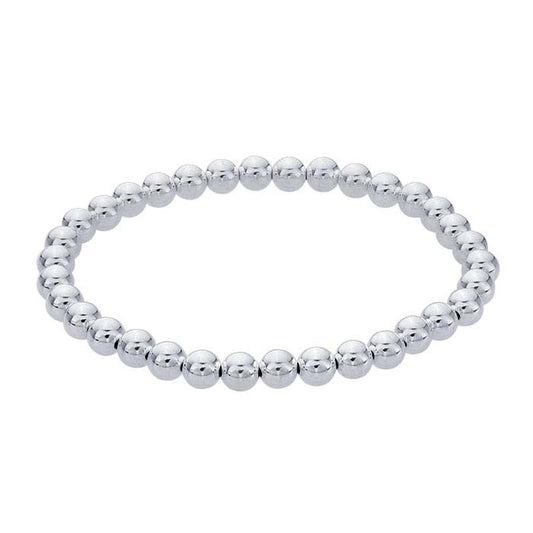Sterling Silver 5mm Beaded Stretch Bangle Bracelet