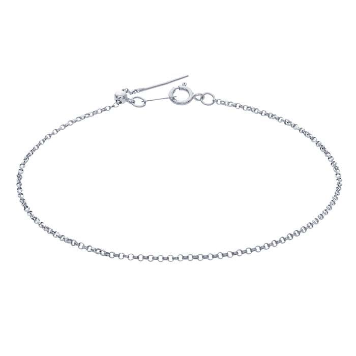 Sterling Silver 1.2mm Add-A-Bead Rolo Chain Bracelet, Adjustable