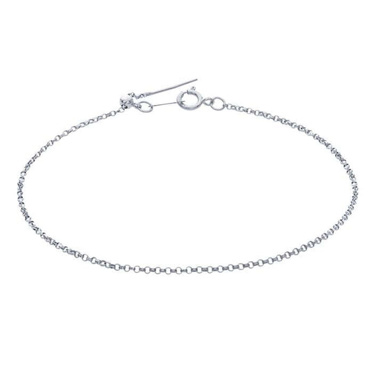 Sterling Silver 1.2mm Add-A-Bead Rolo Chain Bracelet, Adjustable