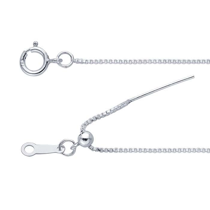 Sterling Silver Add-A-Bead Venetian Box Chain Necklaces, Adjustable