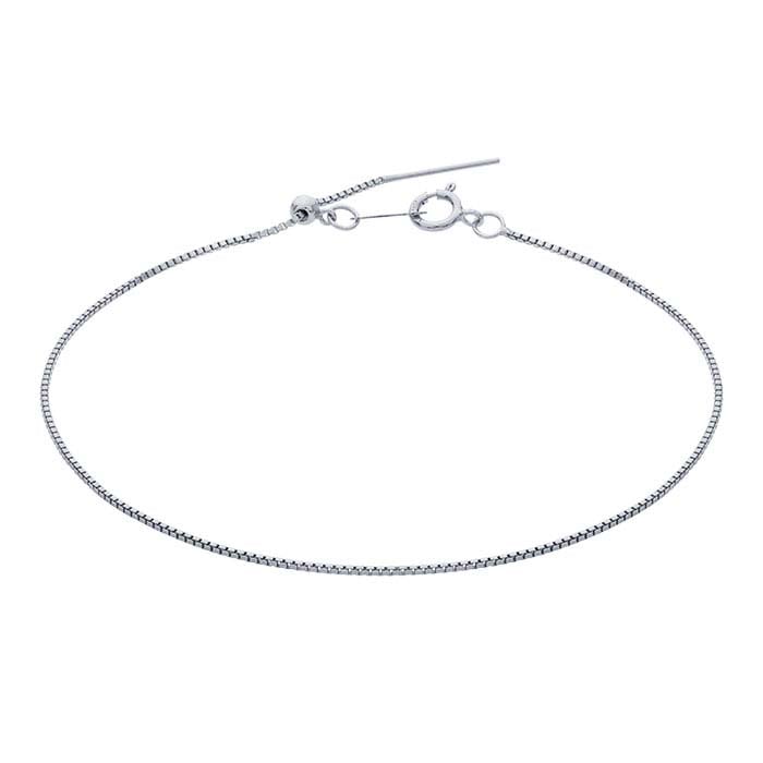 Sterling Silver .85mm Add-A-Bead Box Chain Bracelet, Adjustable
