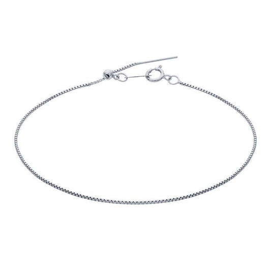 Sterling Silver .85mm Add-A-Bead Box Chain Bracelet, Adjustable