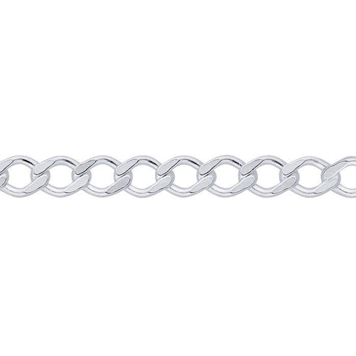 Sterling Silver 2.3mm Diamond-Cut Curb Chain, By the Foot