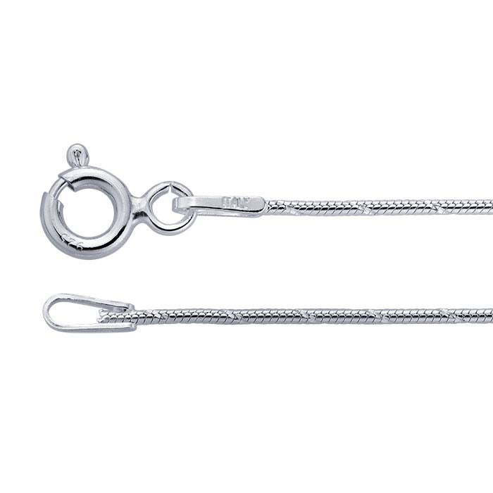 Sterling Silver 0.8mm Diamond-Cut Seamed Snake Chain