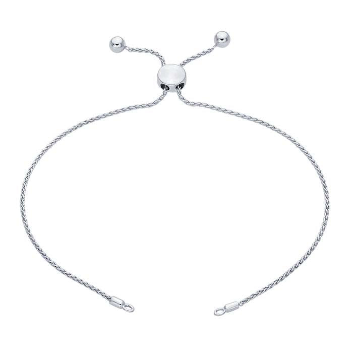 Sterling Silver 1.1mm Diamond-Cut Wheat Chain Bracelet Component, Adjustable