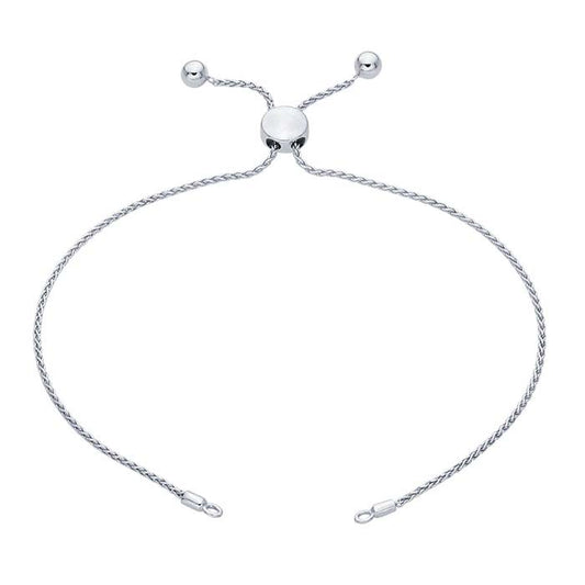 Sterling Silver 1.1mm Diamond-Cut Wheat Chain Bracelet Component, Adjustable