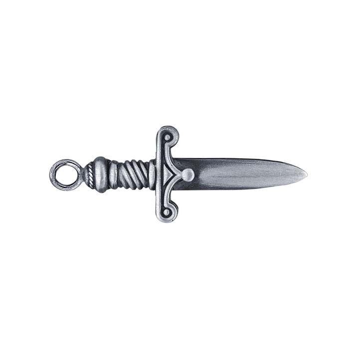 Chiusura a molla a pugnale medievale in argento sterling 29 x 11,4 mm