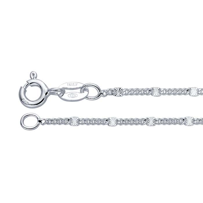 Sterling Silver 1.5mm Curb Chain with Stamped Oval Links