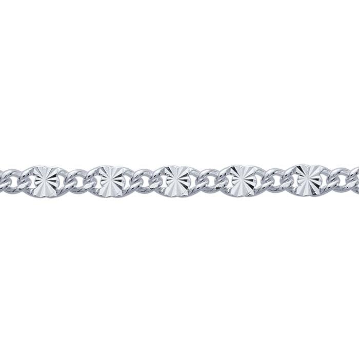 Sterling Silver 2.5mm Curb Chain with Stamped Oval Links