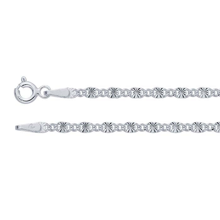 Sterling Silver Curb Chain with Stamped Oval Links