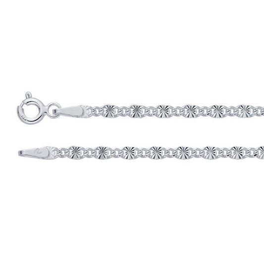 Sterling Silver Curb Chain with Stamped Oval Links