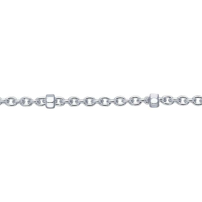 Sterling Silver 1.1mm Cable Chain with 1.5mm Faceted Beads