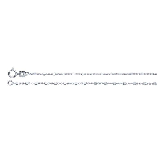 Sterling Silver 1mm Cable Chain with 1.2mm Cube Beads