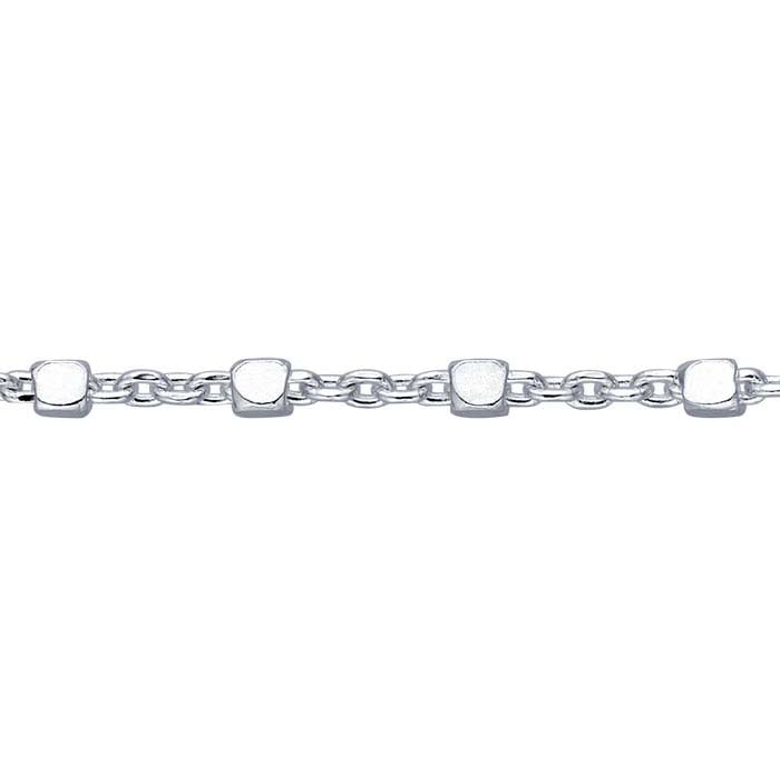 Sterling Silver 1mm Cable Chain with 1.2mm Cube Beads