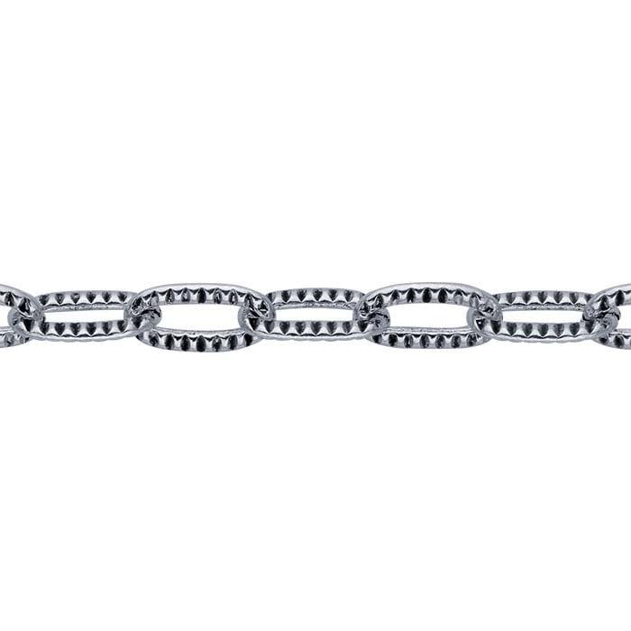 Sterling Silver Oxidized 2.1mm Patterned Cable Chain