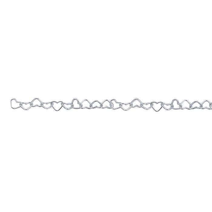 Sterling Silver Heart Link Chain, By the Foot