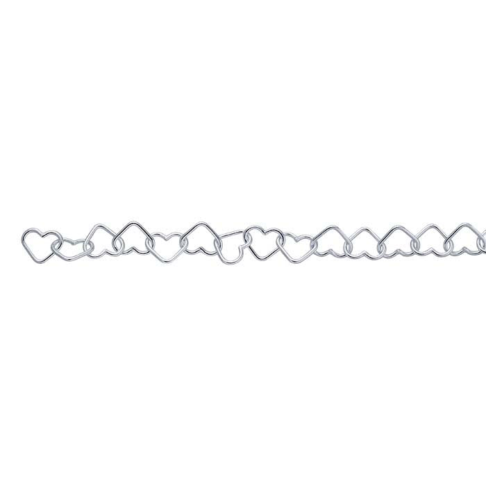 Sterling Silver Heart Link Chain, By the Foot
