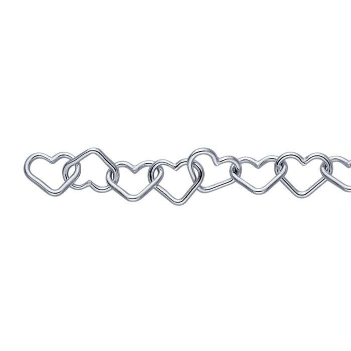 Sterling Silver Heart Link Chain, By the Foot