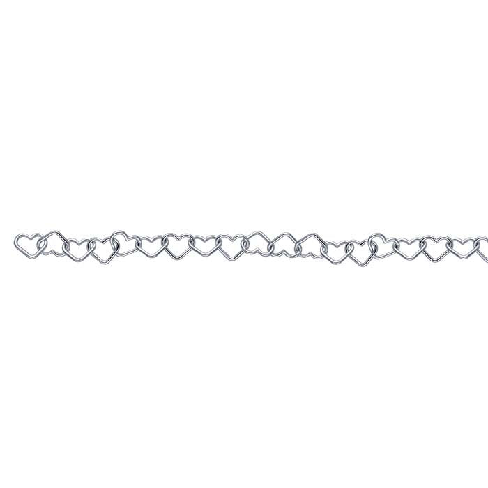 Sterling Silver Heart Link Chain, By the Foot