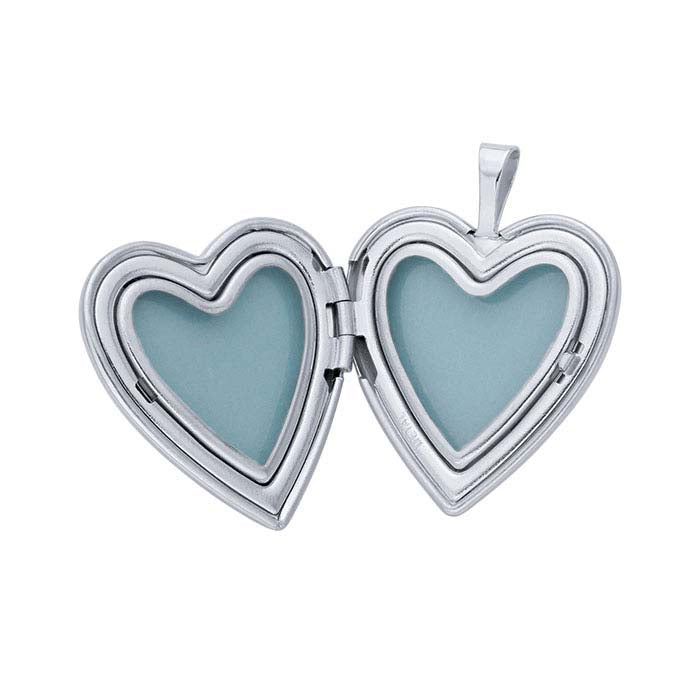Sterling Silver Heart Scroll Locket Pendant