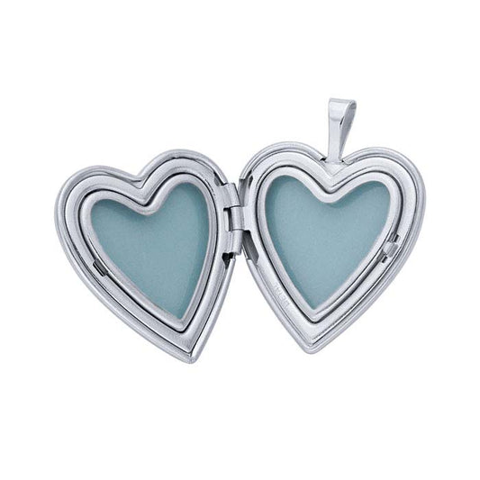Sterling Silver Heart Scroll Locket Pendant