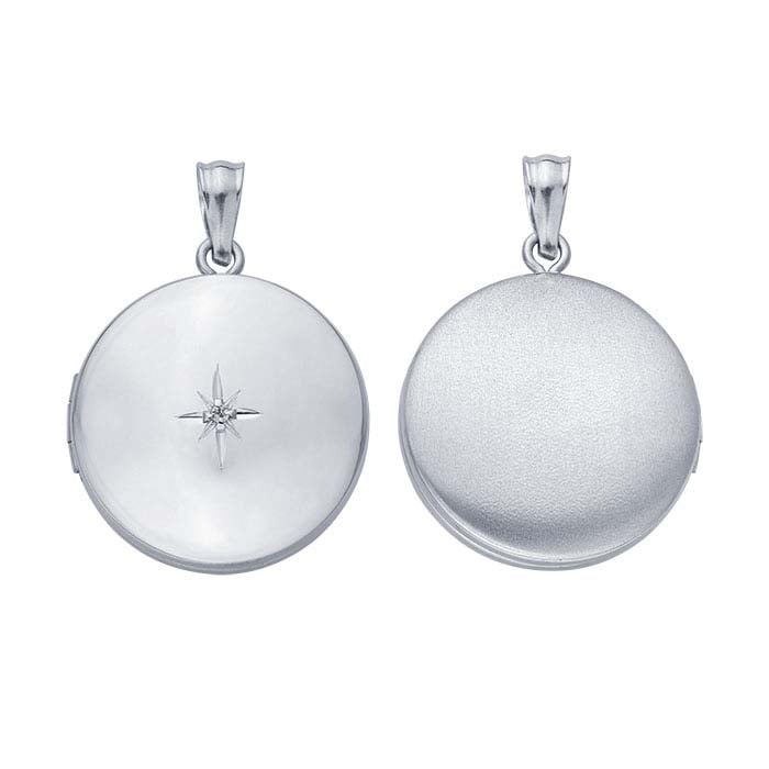 Sterling Silver Round North Star Locket Pendant