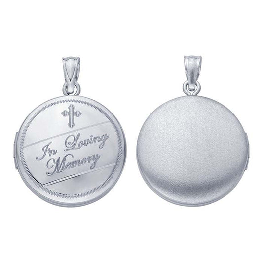 Sterling Silver Round "In Loving Memory" Locket Pendant