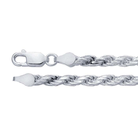 3,5 mm französische Kordelkette aus Sterlingsilber mit Diamantschliff