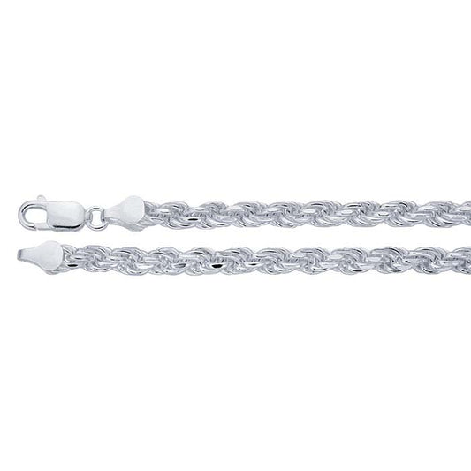 Französische Kordelkette aus Sterlingsilber mit Diamantschliff, 4,8 mm