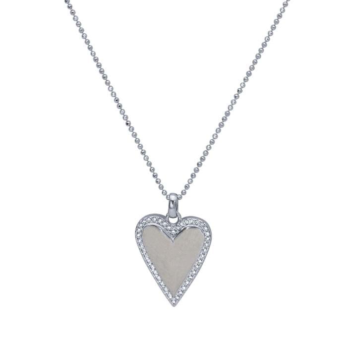 Sterling Silver White Heart Necklace