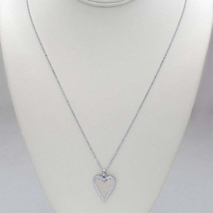 Sterling Silver White Heart Necklace