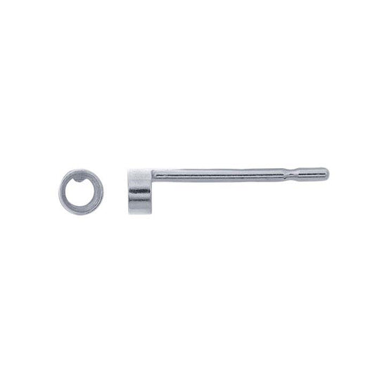 Sterling Silver 2mm Round Cabochon Post Earring Mounting
