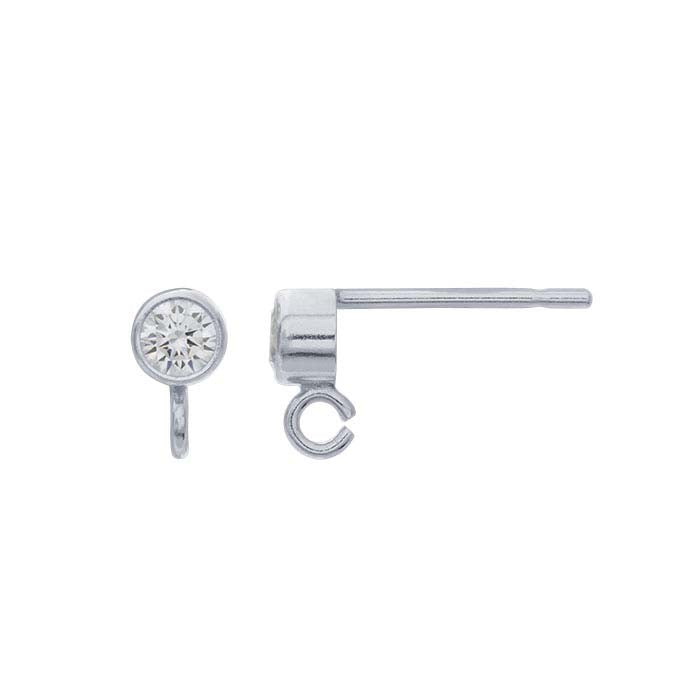 Sterling Silver 3mm CZ-Set Post Earring with Open Ring