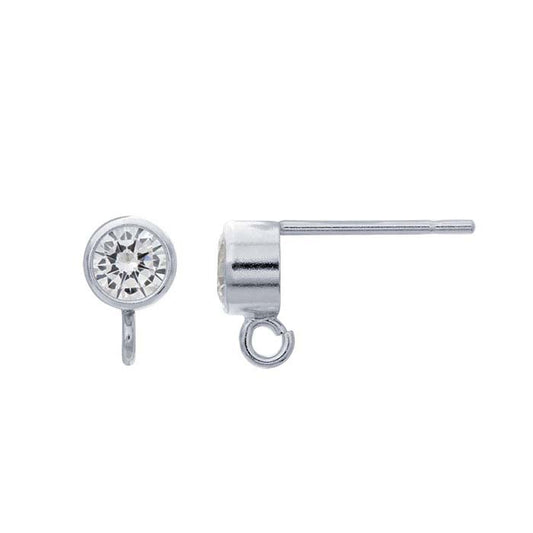 Sterling Silver 4mm CZ-Set Post Earring with Open Ring