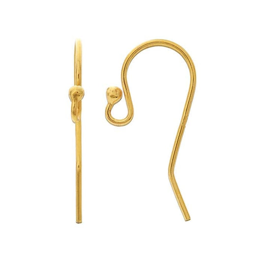 Sterling Silver Yellow Gold-Plated Ear Wire with Loop and Ball End
